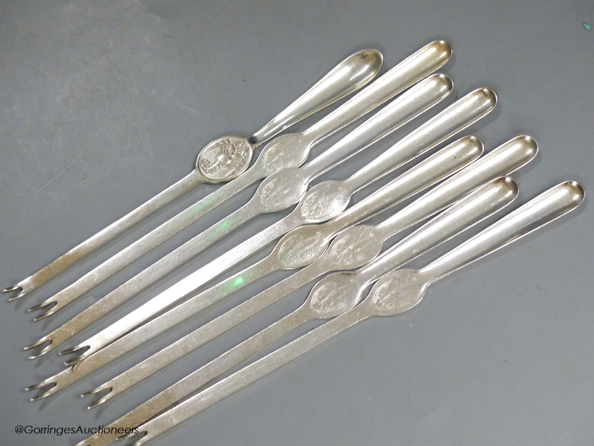 A set of eight German WMF lobster picks